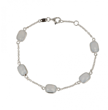 Sundrops | Bracelet 14 Carat White Gold | Blauw Chalcedony