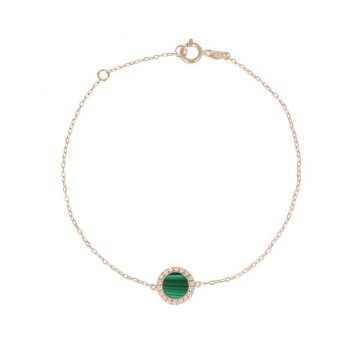 Sundrops | Bracelet 14 Carat Pink Gold | Diamond Malachite 