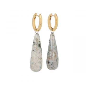 Varivello Earrings Fine Small Yellow gold | Ocean Jasper 30 x 10 mm