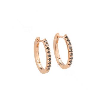 Varivello Fine Line | Pink Gold Earrings | Large Black Diamonds 0.34ct