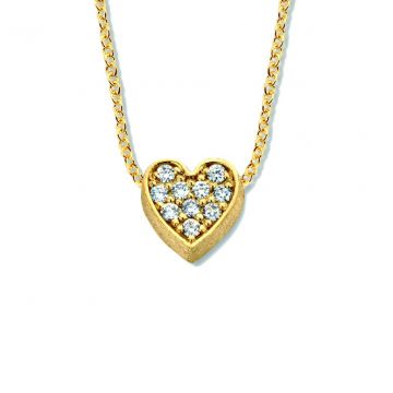 Minitials One Pavé Heart Necklace | 18ct Gold