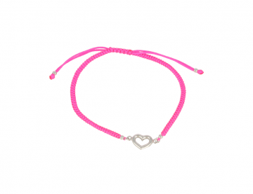 Sundrops | Bracelet White Gold Heart | Neon Pink