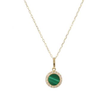 Sundrops | Necklace 14 Carat Yellow Gold | Diamond Malachite 