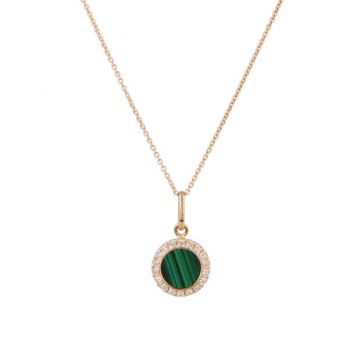 Sundrops | Necklace 14 Carat Pink Gold | Diamond Malachite 