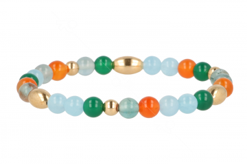 Sundrops |  Bracelet Yellow gold | Carneol-agaat-aquamarine-fluorite