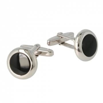 Cufflinks | White gold | Round  Onyx 16 mm