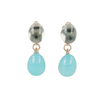 Sundrops | Earstuds 14 Carat Pink Gold | Topaz & Chalcedony
