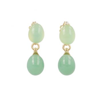 Sundrops | Earstuds 14 Carat Yellow Gold | Prehnite & Aventurine