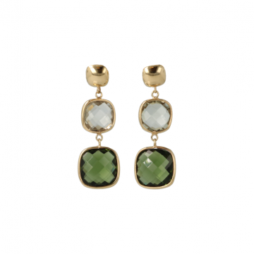 Sundrops | Earrings 14 Carat Yellow gold | Green Amethyst & Tourmaline