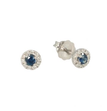 Lux | Earstuds Lady Lux White Gold Diamonds Sapphire | Round