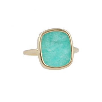 Gioia | Ring 14 Carat Yellow Gold | Amazonite 15 x 13 mm