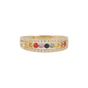 Yeva | Ring 14 Carat Yellow gold | Diamond Sapphire