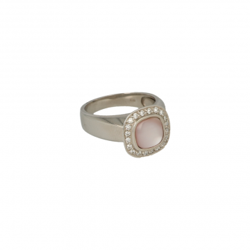 Sundrops | Ring 14 Carat White Gold | Diamonds Pink Mother of Pearl
