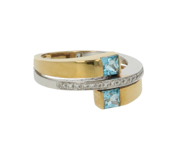 Sundrops | Ring Bicolor Blue Topas| Diamonds