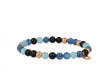 Sundrops | Bracelet Pink gold | Onyx-Kyanite-Aquamarine