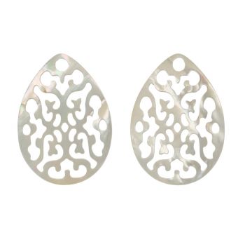 Varivello Pendants mother of pearl white ajour | 35 x 25 mm