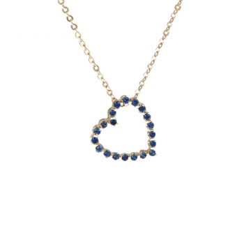 Yeva | necklace yellow gold open heart | Blue Sapphire