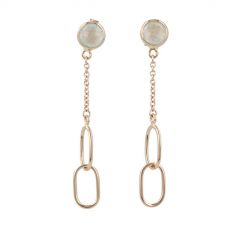Sundrops | Earrings 14 Carat Pink gold | Aquamarine Milky & Chain & Links