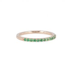 Yeva | Alliance Ring 14 Carat Pink Gold | Emerald