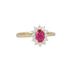 Lux | Ring Lady Lux 14 Carat Yellow & White gold | Diamonds Ruby M
