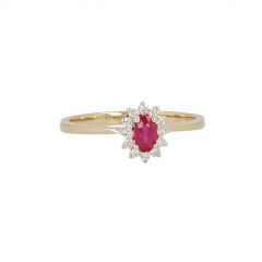 Lux | Ring Lady Lux 14 Carat Yellow & White gold | Diamonds Ruby S