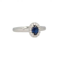 Lux | Ring Lady Lux 14 Carat White gold | Diamonds Sapphire Oval