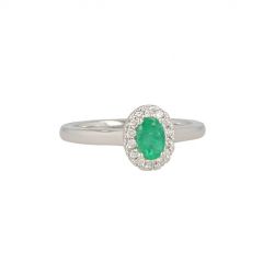 Lux | Ring Lady Lux 14 Carat White gold | Diamonds Emerald Oval