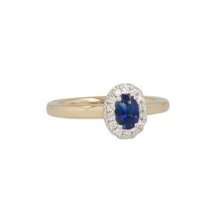 Lux | Ring Lady Lux 14 Carat Yellow & White gold | Diamonds Sapphire Oval