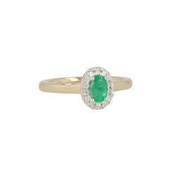 Lux | Ring Lady Lux 14 Carat Yellow & White gold | Diamonds Emerald Oval