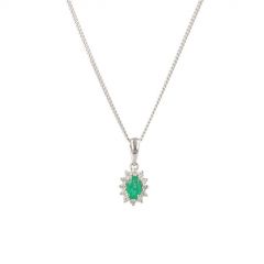 Lux | Pendant Lady Lux 14 Carat White gold | Diamonds Emerald S