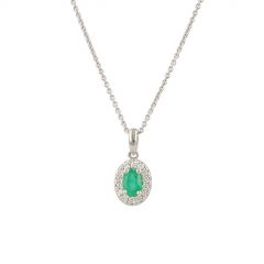 Lux | Pendant Lady Lux 14 Carat White gold | Diamonds Emerald Oval