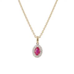 Lux | Pendant Lady Lux 14 Carat Yellow & White gold | Diamonds Ruby Oval