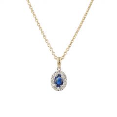 Lux | Pendant Lady Lux 14 Carat Yellow & White gold | Diamonds Sapphire Oval