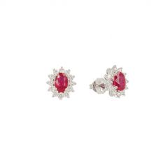 Lux | Earring Lady Lux 14 Carat White Gold | Diamonds Ruby M