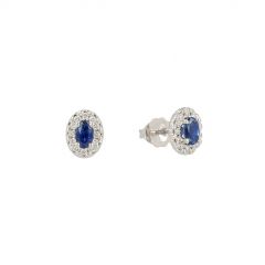 Lux | Earring Lady Lux 14 Carat White Gold | Diamonds Sapphire Oval