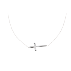 14 krt witgouden collier met kruis