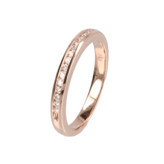 14krt roségouden ring met 15 diamanten in railzetting