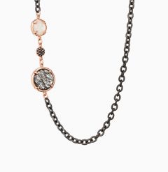 BRON | Mira Mira Necklace Black titanium | Rutile quartz, diamonds and black Sapphire