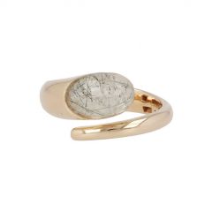 Sundrops | Ring 14 Carat Pink Gold | Quartz & Rutilated Quartz Doublets