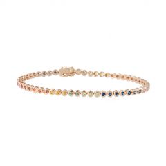 Yeva | Tennis Bracelet 14 Carat Pink Gold | Rainbow Sapphire