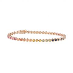 Yeva | Tennis Bracelet 14 Carat Pink Gold | Rainbow Sapphire 