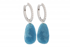 Varivello Set | White Gold Fine Large Diamonds | Blue Quartz 20 x 15 mm