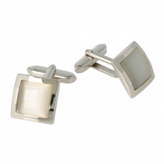 Cufflinks | Silver | Square grey 15,4 mm