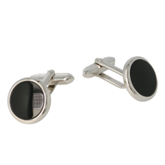 Cufflinks | Silver | Round  Onyx 16.4 mm
