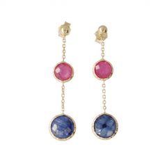Sundrops | Earrings 14 Carat Yellow Gold | Blue Sapphire - Ruby