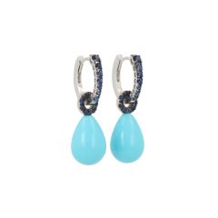 Varivello earrings fine small saffier | Turquoise with Blue Sapphire