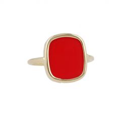 Gioia | Ring 14 Carat Yellow Gold | Coral 15 x 13 mm