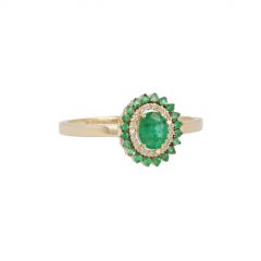 Yeva | Ring 14 Carat Yellow Gold | Diamond Emerald