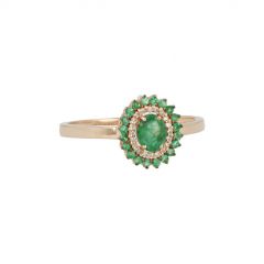 Yeva | Ring 14 Carat Pink Gold | Diamond Emerald