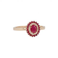 Yeva | Ring 14 Carat Pink Gold | Diamond Ruby